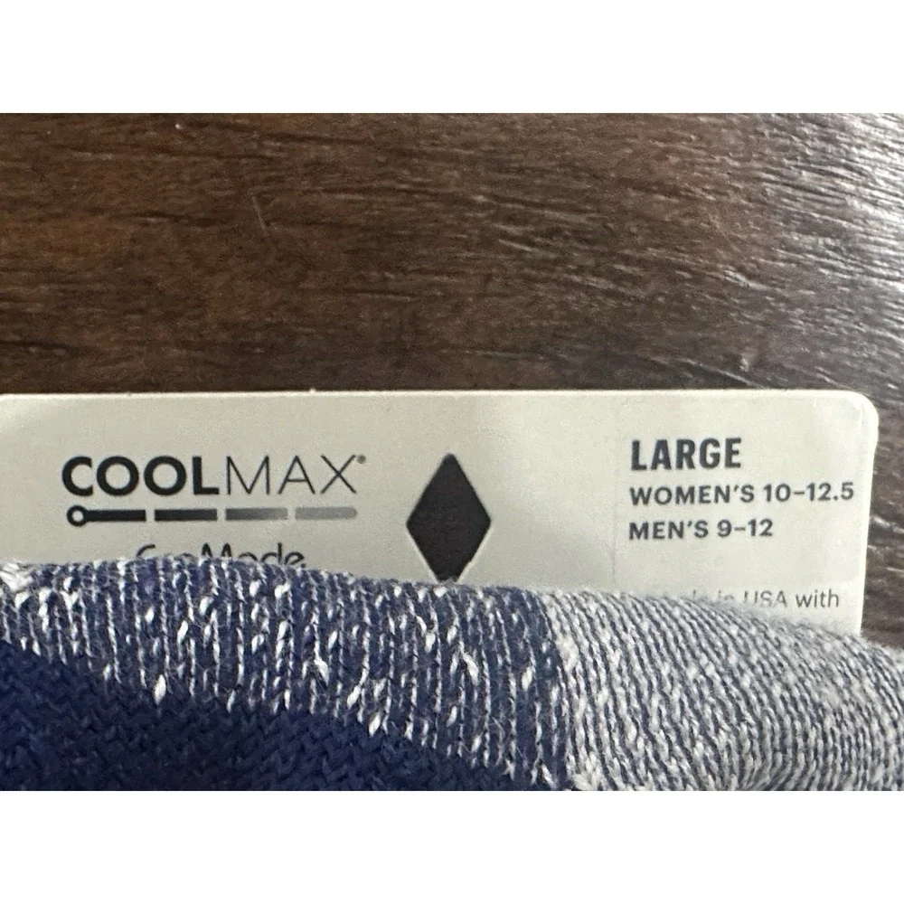 REI Co-op COOLMAX EcoMade Midweight Crew Hiking Socks Indigo Large NWT Cushioned